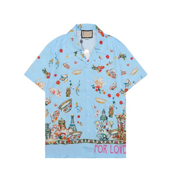 

uxury designer shirts mens geometric print bowling shirt hawaii floral casual shirts men short sleeve camicie hawaiane chemises hawaiennes c, White;black