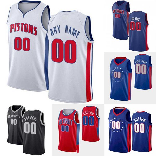 

75th custom mens womens detroit''pistons''jerami 9 grant josh 20 jackson saddiq 41 bey hamidou 6 diallo basketball jerse, Black;red