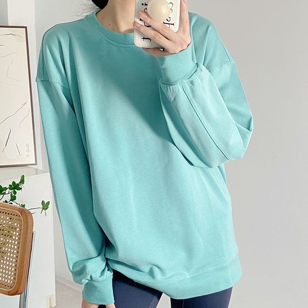 

yoga ll women's outfit sweater casual loose gym perfectly oversized crew sports shirts workout blouse woman antumn long sleeve for fitn