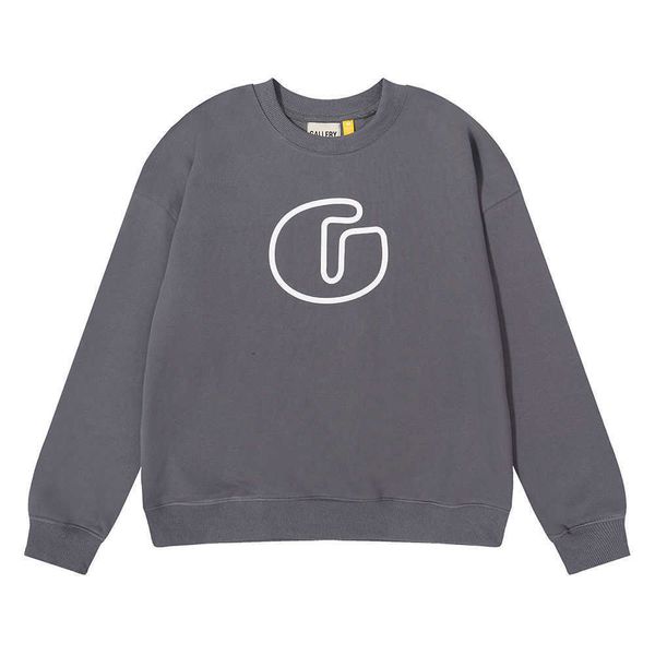 

designer fashion galleryes casual hoodies high version simple large letter chest print heavy terry men's women's round neck sweate, Black