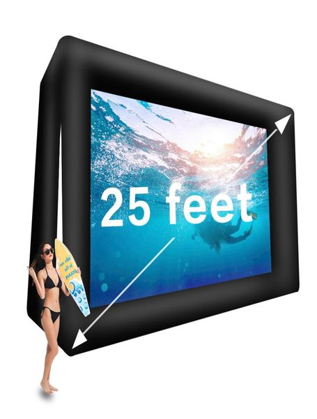 

25 feet inflatable movie screen outdoor projector screen mega airblown theater screen includes air blower tiedowns and storage 6088190