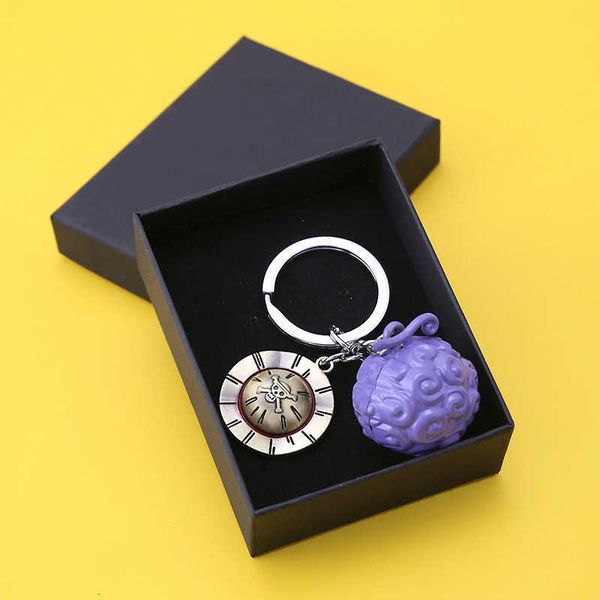 

keychains with box luffy ace law devil fruit metal chain ring pendant anime chain holder charm jewelry g221026, Silver