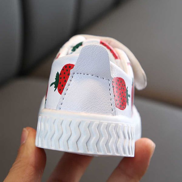 

sale sneakers pineapple strawberry spring and autumn new soft bottom girls children dents casual non-slip pu leather sports shoes l221013, Black;red