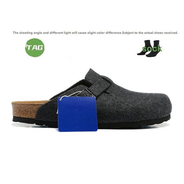 

2022 boston slippers leather wrapped head pull cork scraps flat sole designer slides casual shoes lovers slider fashion luxury mens womens, Black