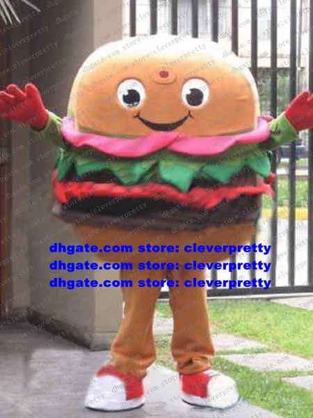 

brown hamburger bread mascot costume mascotte burger bun ham panettone ciabatta cartoon character outfit suit company activity highs quality, Red;yellow