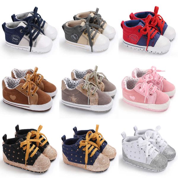 

flat shoes newborn boys sneakers white baptism soft sole non-slip first walkers baby toddler shoes fashionable walking l221012, Black;grey