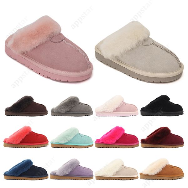 

winter designer slippers women snow shoes sandals classic fur luxurys slipper chestnut fashion womens outdoor sandal scuffs, Black