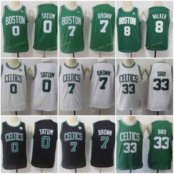 

youth kids jayson 0 tatum jerseys jaylen 7 brown kemba 8 walker larry 33 blrd green white basketball stitched size s- bostom, Black;red