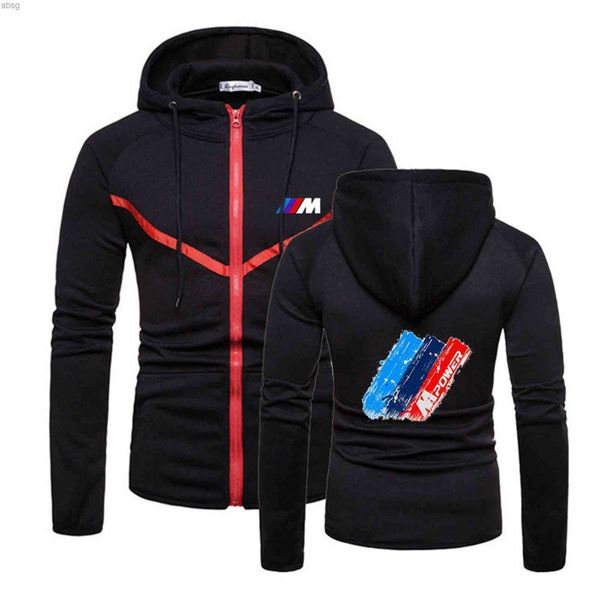 

jacket2022 bmw mens spring and autumn hoodies sweatshirt zipper harajuku long hight quality sleeve printed cotton hood coat, Black;brown