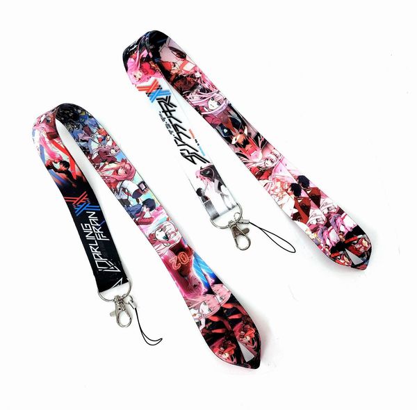 

anime darling in the franxx neck strap cartoon lanyard for keys usb id card badge holder keycord mobile phone case rope webbing keychain lan