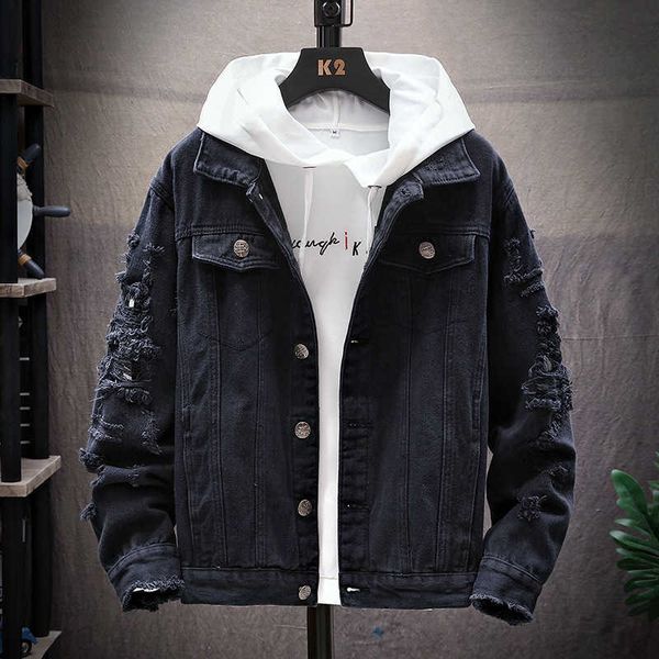 

mens jackets hole sleeves trend mens clothing autumn and winter fashion classic jacket large size m-3xl, Black;brown