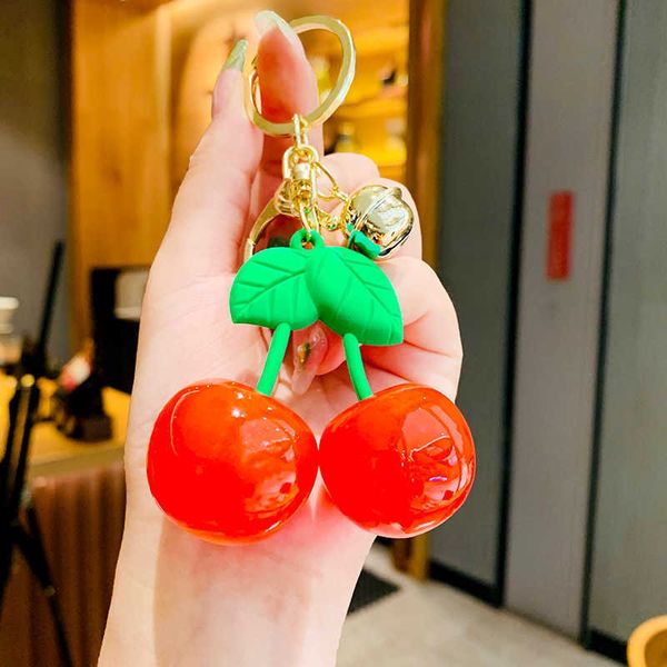 

keychains cool summer cute simulation fruit cherry acrylic couple keychain women kids backpack pendant car key chain fashion jewelry g221026, Silver