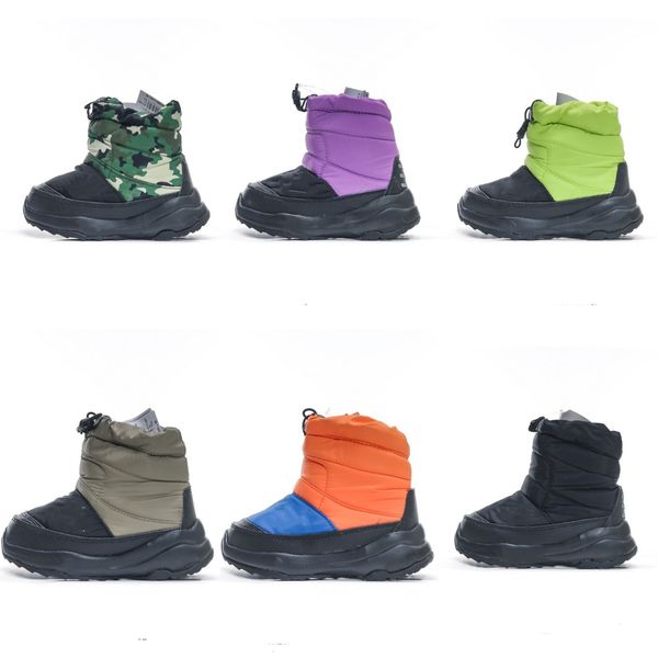 

boy's youth waterproof winter snow boots padded ankle booties kids children black pink plush fleece thicken high shoe outdoor hiking sk