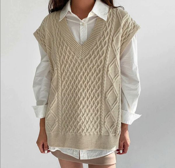 

women's sweater twist outside the sweater vest pure color all sleeveless, White;black