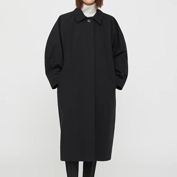 

2023 women's wool & blends women's outerwear & coats toteme doll long sleeve oversized windbreaker - waterproof long coat women., Black