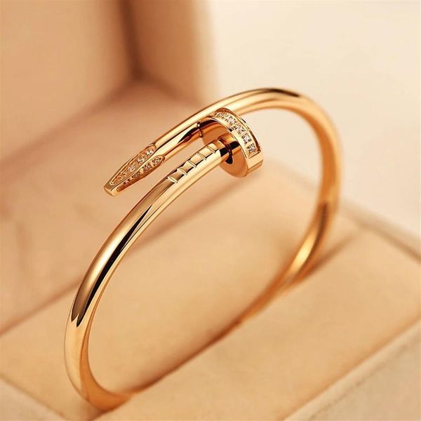 

juste a clou nail bracelet luxury jewelry set auger lovers men and women 16 19 cm gold rose sier222q, Black