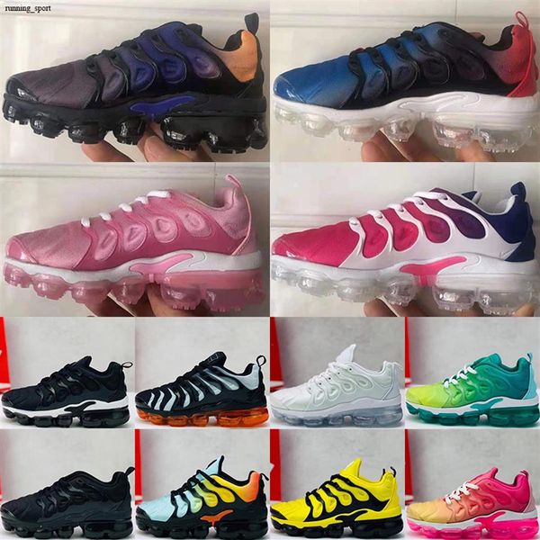 

athletic kids tn plus designer shoes sports running children boy girls trainers sneakers classic outdoor toddler size 24-35223v, Black