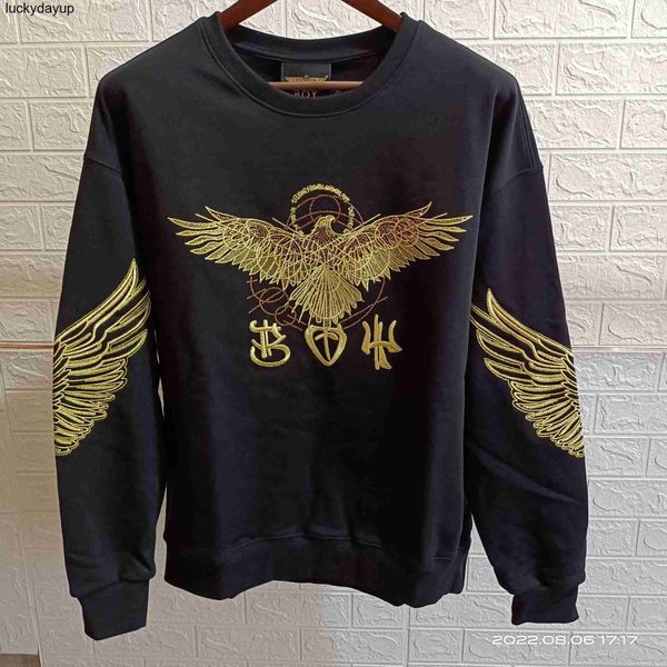 

men's hoodies designer sweatshirts fashion brand boys sweater men women autumn new wing embroidery pullover cotton streetwear hoodie, Black