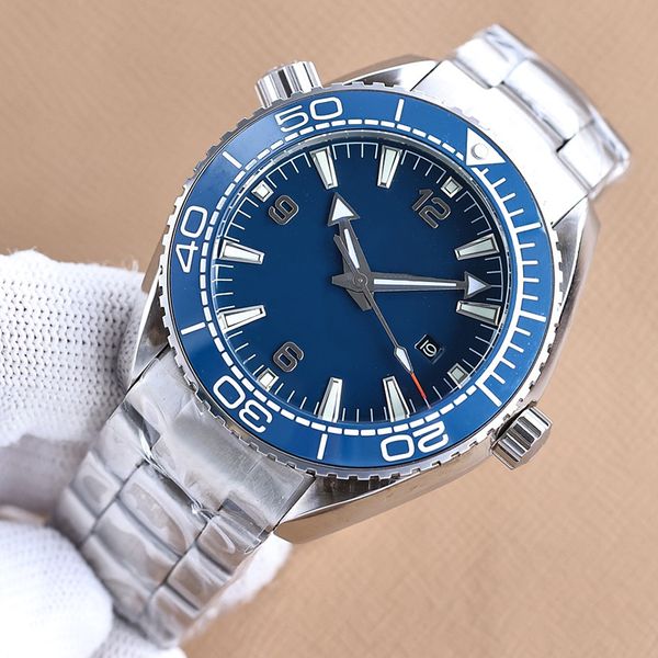 

watch automatic mechanical men ceramic stainless steel waterproof ocean wristband wristwatch business sapphire wristwatches montre de luxe g, Slivery;brown