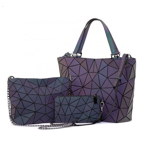 

women handbag luxury designer folding crossbody shoulder bag female purse and ladies geometric luminous