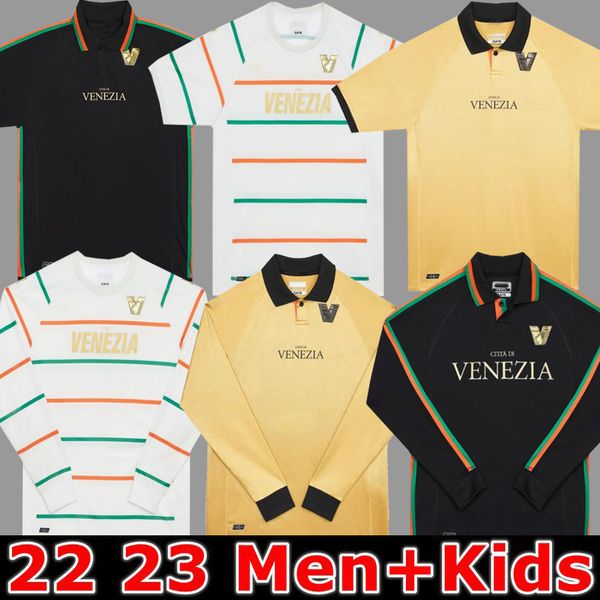 

21 22 23 venezia fc soccer jerseys home black away white third blue 4th red 10# aramu 11# forte venice 2021 2022 2023 busio 27# football shi, Black;yellow