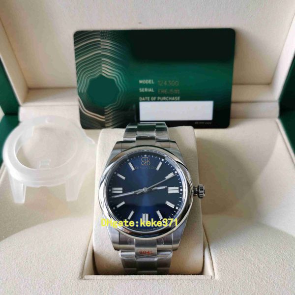 

ewf perfect quality mens watches m124300-0003 124300 41mm sapphire blue dial stainless 904l 3230 movement men watch serial number card wrist, Slivery;brown