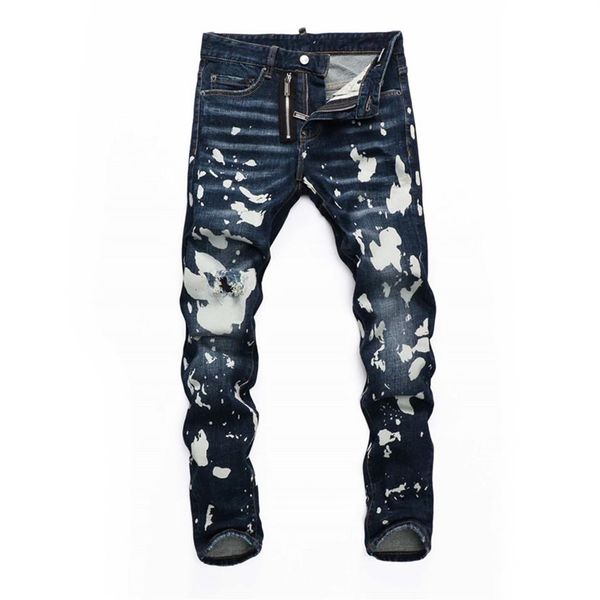 

jeans black scratch pant designer mens design hole colour patch spliced ripped slim-leg motorcycle biker destroyed den205c, Blue