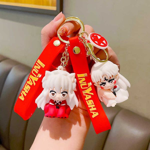 

keychains japanese cartoon anime inuyasha pendant chain car chain ring ring phone bag ornament fashion jewelry kids gifts g221026, Silver