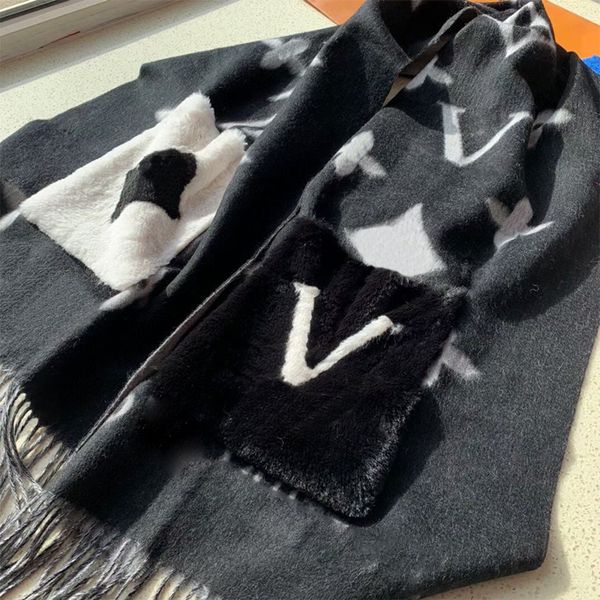 

luxurys fashion designers scarf thickened long versatile shawl headband elegant embroidery scarfs pretty two flanks pocket, Blue;gray