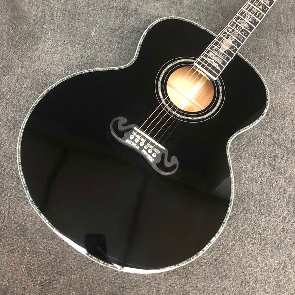 

custom 43 inch jumbo acoustic guitar j200bl abalone binding vintage tuner gloss black