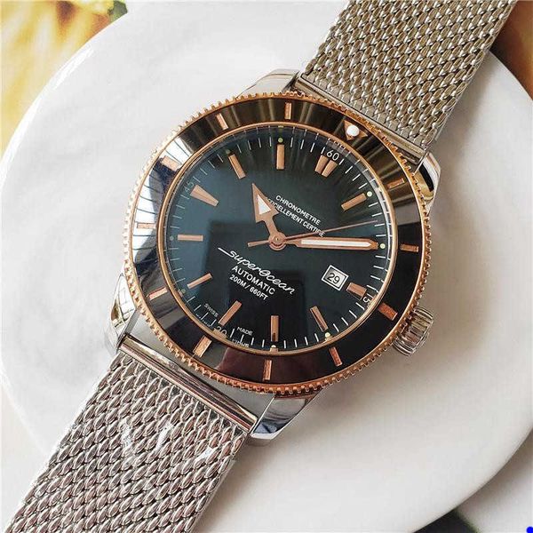 

2022 selling mens watches imported mechanical movement outdoor sports adventure waterproof steel watchband high-quality watches, Slivery;brown