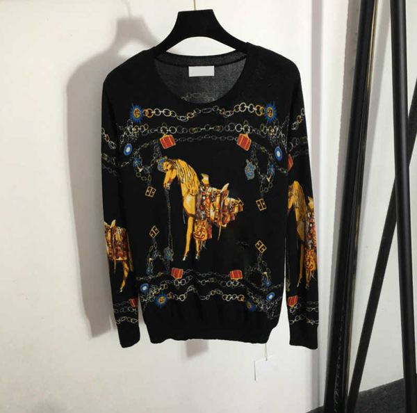 

womens knits animal and geometric print crew neck pullover long sleeve thin casual knitwear fashion designer women sweater 1970, White