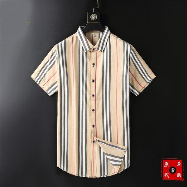 

2021 luxurys desingers men's dress business casual shirt sleeve stripe slim masculine social fashion plaid -3xl#03220r, White;black