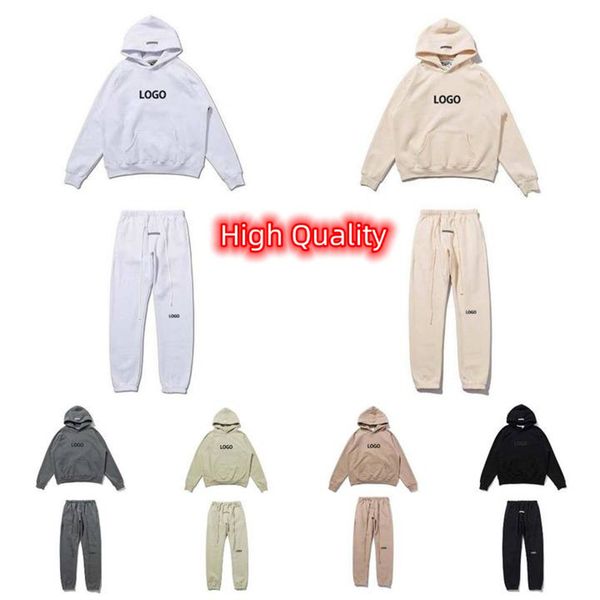 

22ss hoodies ess tracksuits suits high street pullover jogger hoodie essential long jogging trousers trouser pants couples hooded, Gray