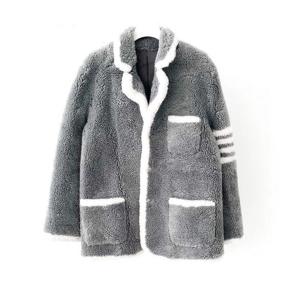 

men's and women's faux fur bars grey and white contrast wool coat's appearance is outstanding high level thermal effect, Black