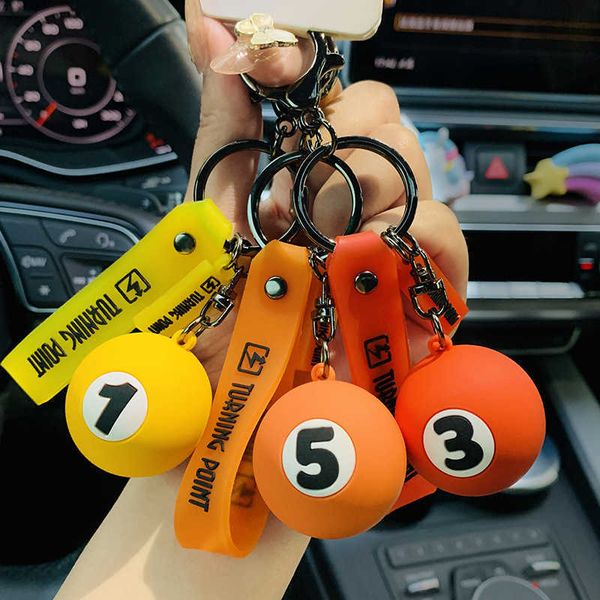 

keychains creative tp fashion billiards keychain hong kong series billiard club cartoon couple ornaments g221026, Silver