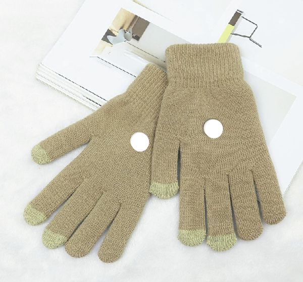 

lu knitted fuzzy sports gloves winter solid color full finger mittens hand warmer men women gloves thicken cycling glove, Black