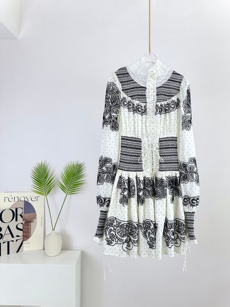

runway dresses australian designer designed a new hollow embroidery polka dot mid skirt in spring and summer 2023, Black
