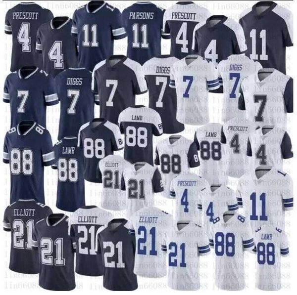 

custom mens womens youth ceedee lamb jersey tees dallas''cowboys''11 micah parsons trevon diggs dak prescott ezekiel ell, Black