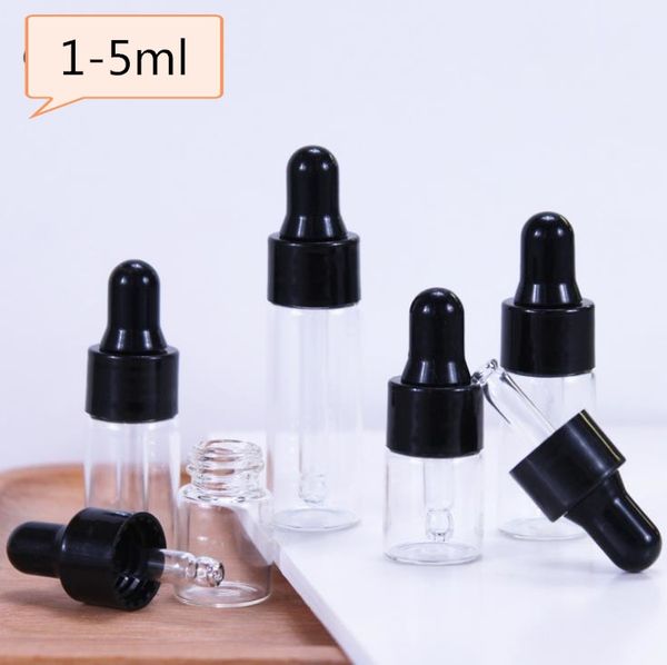 

empty clear glass dropper bottle mini essential oil bottles with hose glass vial 1ml 2ml 3ml 5ml