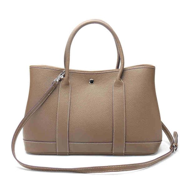 

designer handbag shoulder herme crossbody garden leather garden bag women's hand layer cowhide litchi pattern simple leisure