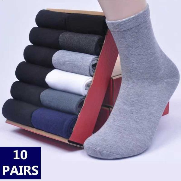 

men's socks pairs/men's mid-tube polyester cotton spring summer thin section solid color business breathable soft casual socks, Black