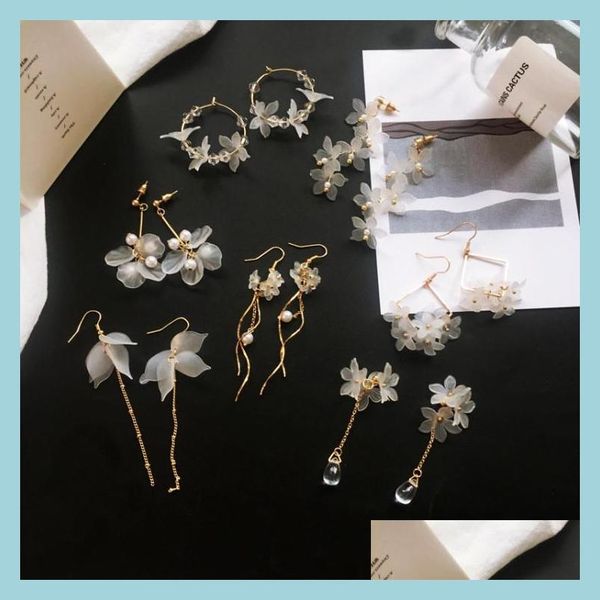 

dangle chandelier flower handmade bohemia dangle earring women fashion long hanging earrings crystal female wedding earings party dh7sd, Silver
