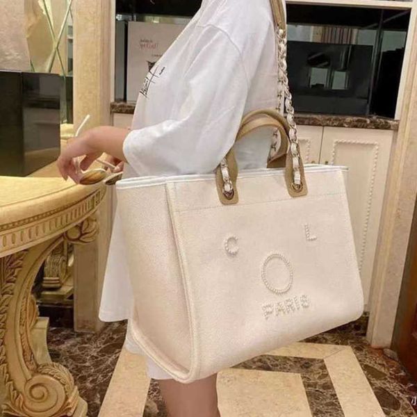 

women's luxury fashion evening bags brand ch handbags pearl tote canvas beach bag designers female portable shoulder large capacity big, Black;red