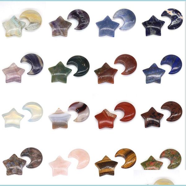 

stone natural quartz moon and star shaped statues crystals stone mascot meditation healing reiki gemstone gift room decor drop deliv dheo9, Black