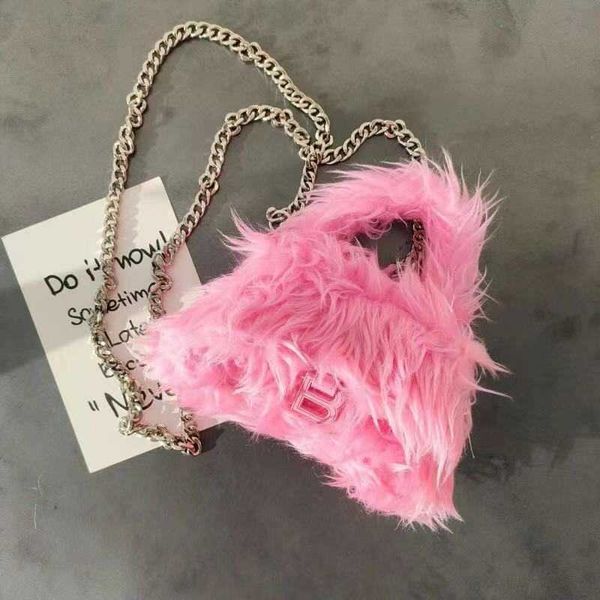 

designer balenciss luxury bags quality leather ladies handbags autumn and winter 2022 small pink wool hourglass net red girl soft personalit