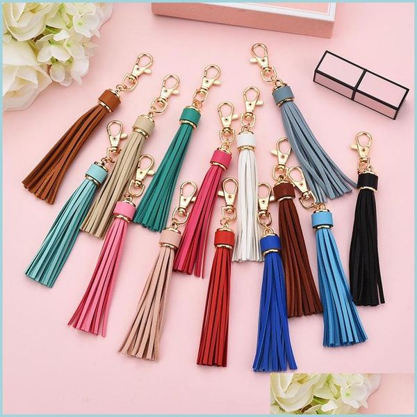 

keychains lanyards long tassel keychain car bag hanging pendant ornaments gift for women girls trinket leather rhinestone bow key dh9hy, Silver