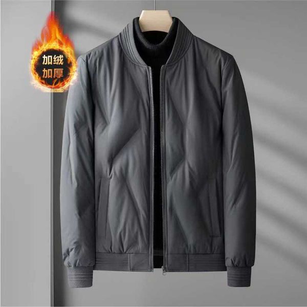 

high-end down jacket men's winter plush thickened father's top, Black