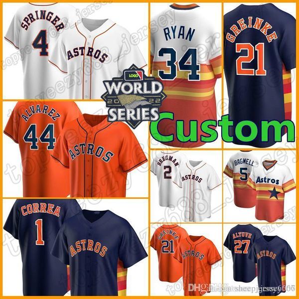

2 alex bregman 44 yordan alvarez jersey 2022 world series astros custom 27 jose altuve houston baseball 1 carlos correa 7 craig biggio 5, Blue;black