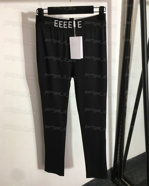 

letters womens pants vintage black slim leggings ins fashion bottoming trousers